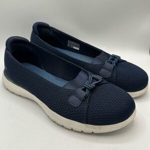 Skechers navy Flex Peony Goga Mat Flex Comfort air cooled sneakers, size 6.5